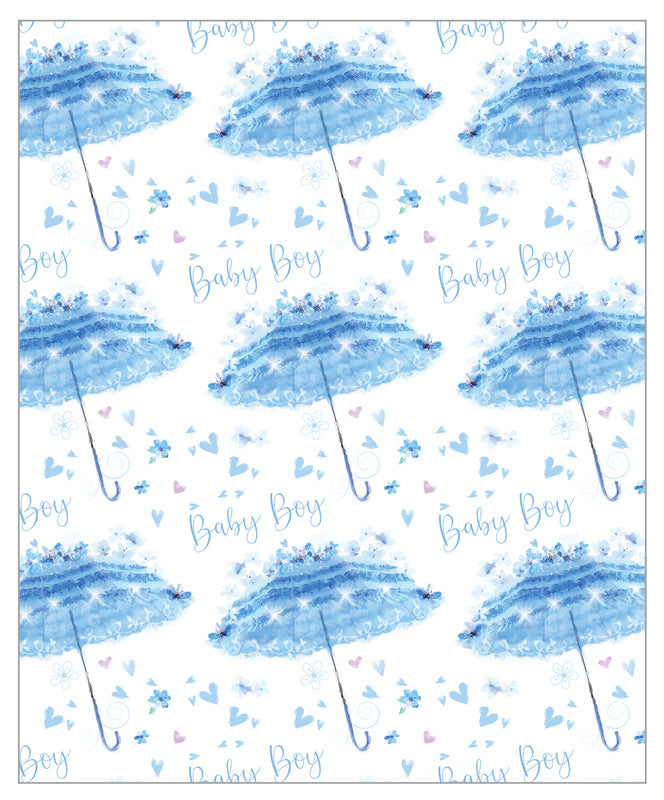 BABY BOY BROLLY BLUE GIFT SHEET WRAP