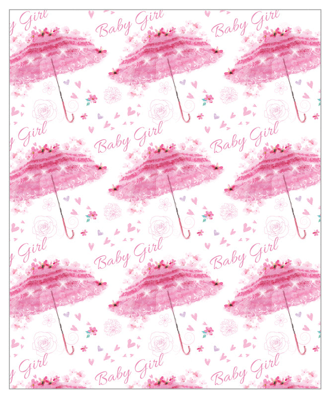 BABY GIRL BROLLY PINK GIFT SHEET WRAP