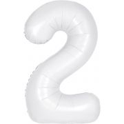 34in MATTE WHITE NUMBER 2 FOIL BALLOON
