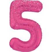 34IN PINK GLITZ NUMERAL 5