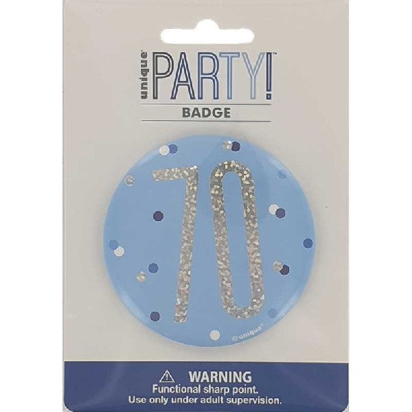 3in GLITZ BLUE 70 BADGE