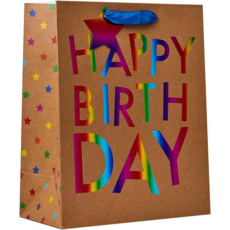 RAINBOW KRAFT HAPPY BIRTHDAY LARGE GIFT BAG