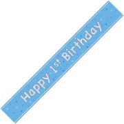 9ft GLITZ BLUE 1ST BIRTHDAY BANNER