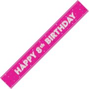 9ft GLITZ PINK 8TH BIRTHDAY BANNER