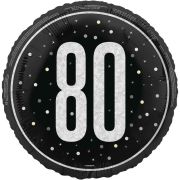 18in GLITZ BLACK 80TH BIRTHDAY FOIL BALLOON