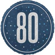 18in GLITZ BLUE 80TH BIRTHDAY FOIL BALLOON