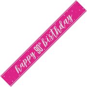 9ft GLITZ PINK 90TH BANNER