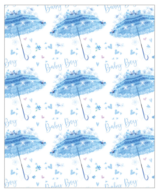 BABY BOY BROLLY BLUE GIFT SHEET WRAP