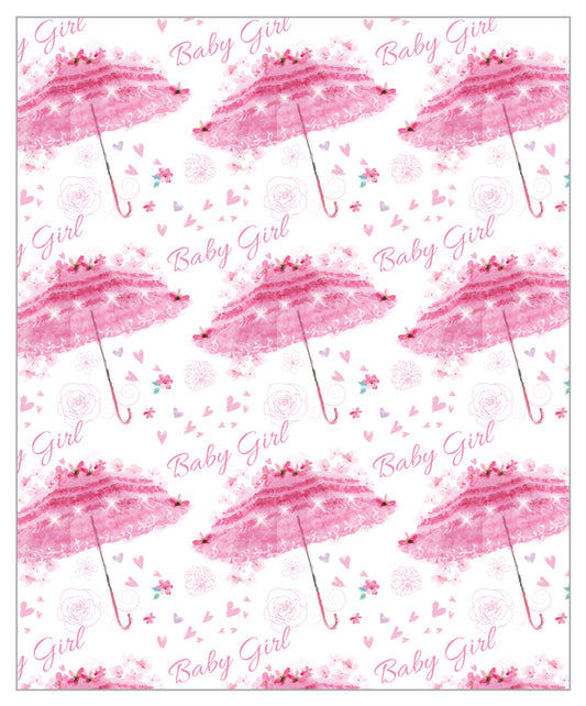 BABY GIRL BROLLY PINK  GIFT SHEET WRAP