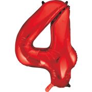 34in RED NO.4 JUMBO FOIL BALLOON