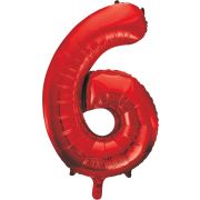 34in RED NO.6 JUMBO FOIL BALLOON