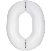 34in MATTE WHITE NUMBER 0 FOIL BALLOON