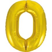 34in CLASSIC GOLD NUMBER 0 FOIL BALLOON