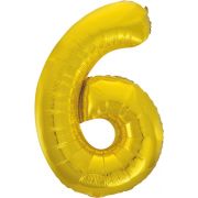 34in CLASSIC GOLD NUMBER 6 FOIL BALLOON
