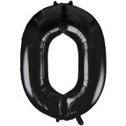 34in BLACK NUMBER 0 JUMBO FOIL BALLOON