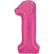 34IN PINK GLITZ NUMERAL 1