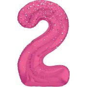 34IN PINK GLITZ NUMERAL 2