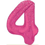 34IN PINK GLITZ NUMERAL 4