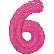 34IN PINK GLITZ NUMERAL 6