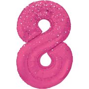 34IN PINK GLITZ NUMERAL 8