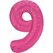 34IN PINK GLITZ NUMERAL 9