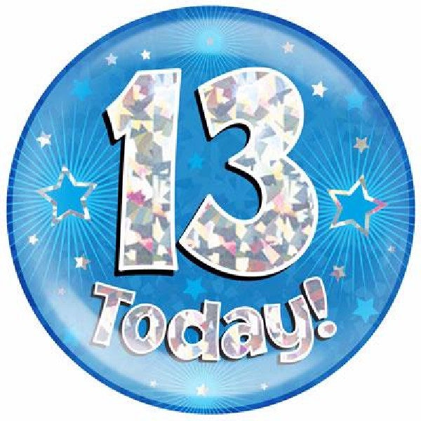 13 TODAY BLUE JUMBO BADGE