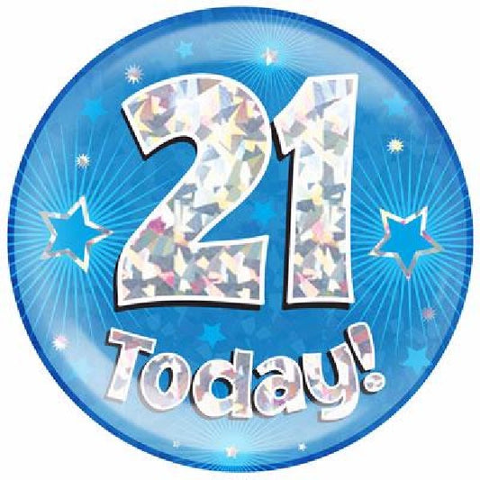 21 TODAY BLUE JUMBO BADGE