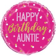 18in HAPPY BIRTHDAY AUNTIE FOIL BALLO