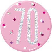 3in GLITZ PINK 70 BADGE