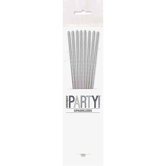 8PK 7in SILVER GLITZ SPARKLERS