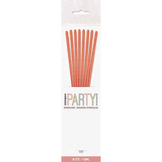 8PK 7in ROSE GOLD GLITZ SPARKLERS