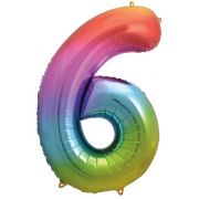 34IN RAINBOW NUMERAL FOIl 6