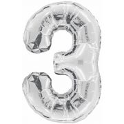34IN SILVER GLITZ NUMERAL 3