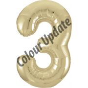34IN GOLD GLITZ NUMERAL 3