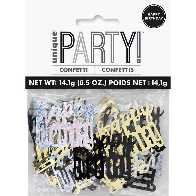 GLITZ BLACK HAPPY BIRTHDAY CONFETTI