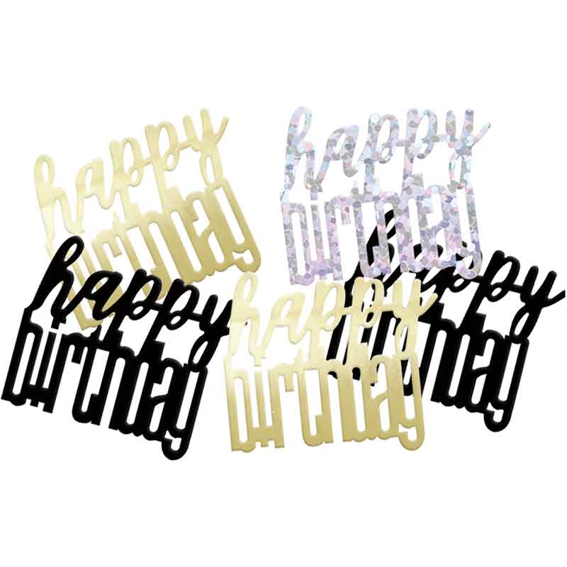GLITZ BLACK HAPPY BIRTHDAY CONFETTI