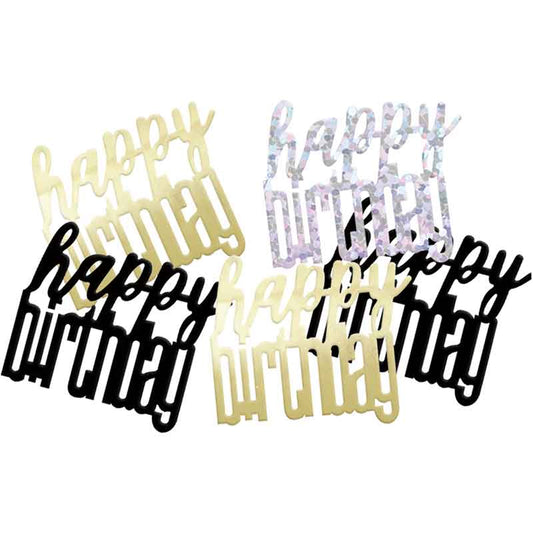 GLITZ BLACK HAPPY BIRTHDAY CONFETTI