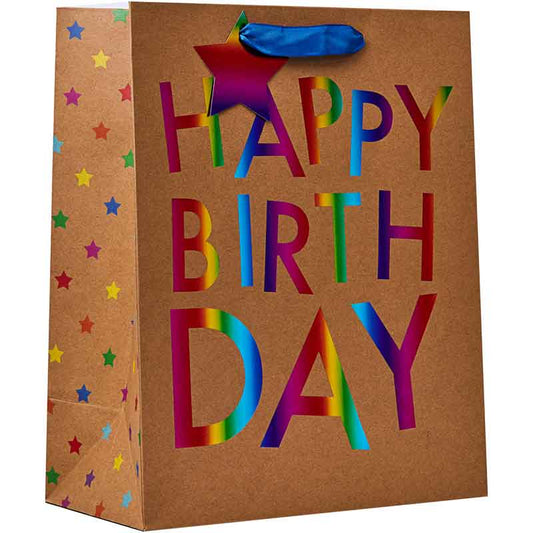 RAINBOW KRAFT HAPPY BIRTHDAY LARGE GIFT BAG
