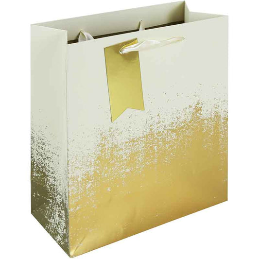 CREAM GOLD DISTRESSED MEDIUM GIFT BAG