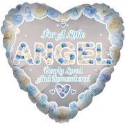 18in ANGEL BLUE HEART REMEMBRANCE FOIL BALLOON