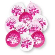 10PK 9in ASST PINK HAPPY BIRTHDAY BAL