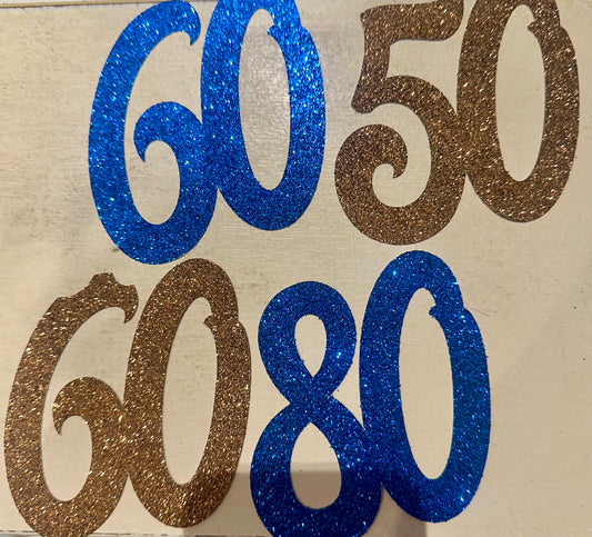 DOUBLE NUMBER GLITTER CAKE TOPPER