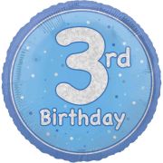 18in GLITZ BLUE 3RD BIRTHDAY FOIL BALLOON