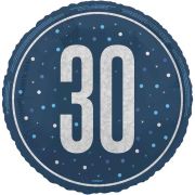 18in GLITZ BLUE 30TH BIRTHDAY FOIL BALLOON
