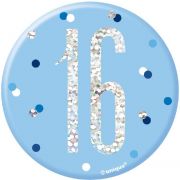 3in GLITZ BLUE 16 BADGE