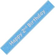 9ft GLITZ BLUE 2ND BIRTHDAY BANNER