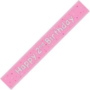 9ft GLITZ PINK 2ND BIRTHDAY BANNER