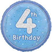 18in GLITZ BLUE 4TH BIRTHDAY FOIL BALLOON