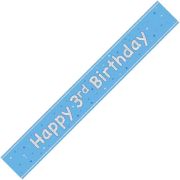 9ft GLITZ BLUE 3RD BIRTHDAY BANNER