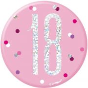 3in GLITZ PINK 18 BADGE
